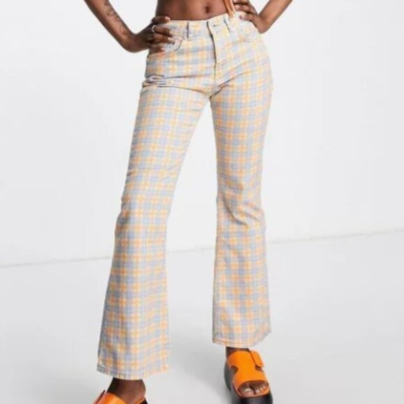 NEW AEO Plaid Pants Clueless High Waisted Mom Jean SZ 2 Regular - Picture 1 of 16
